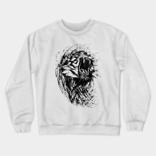 Angry Tiger - Roaring Tiger Abstract Crewneck Sweatshirt